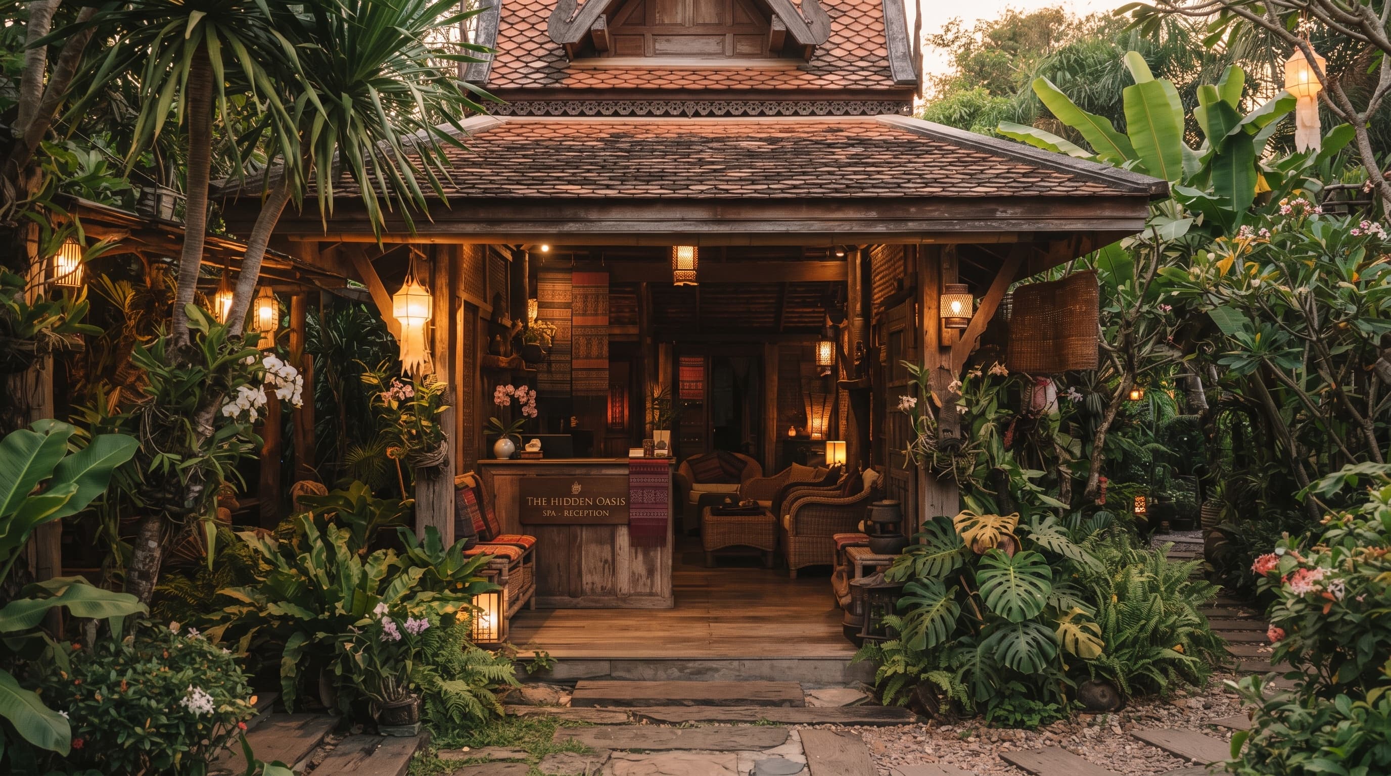 Garden entrance at golden hour