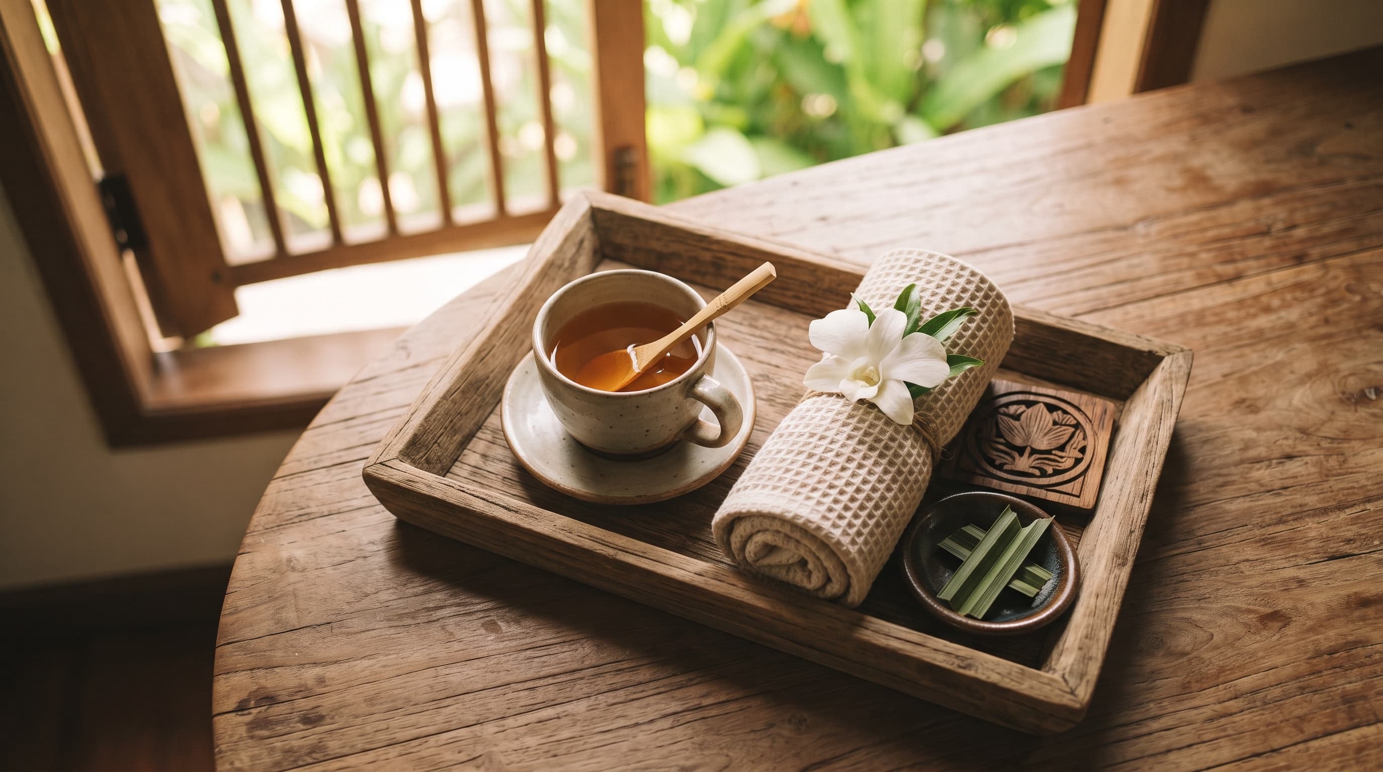 Herbal tea welcome tray